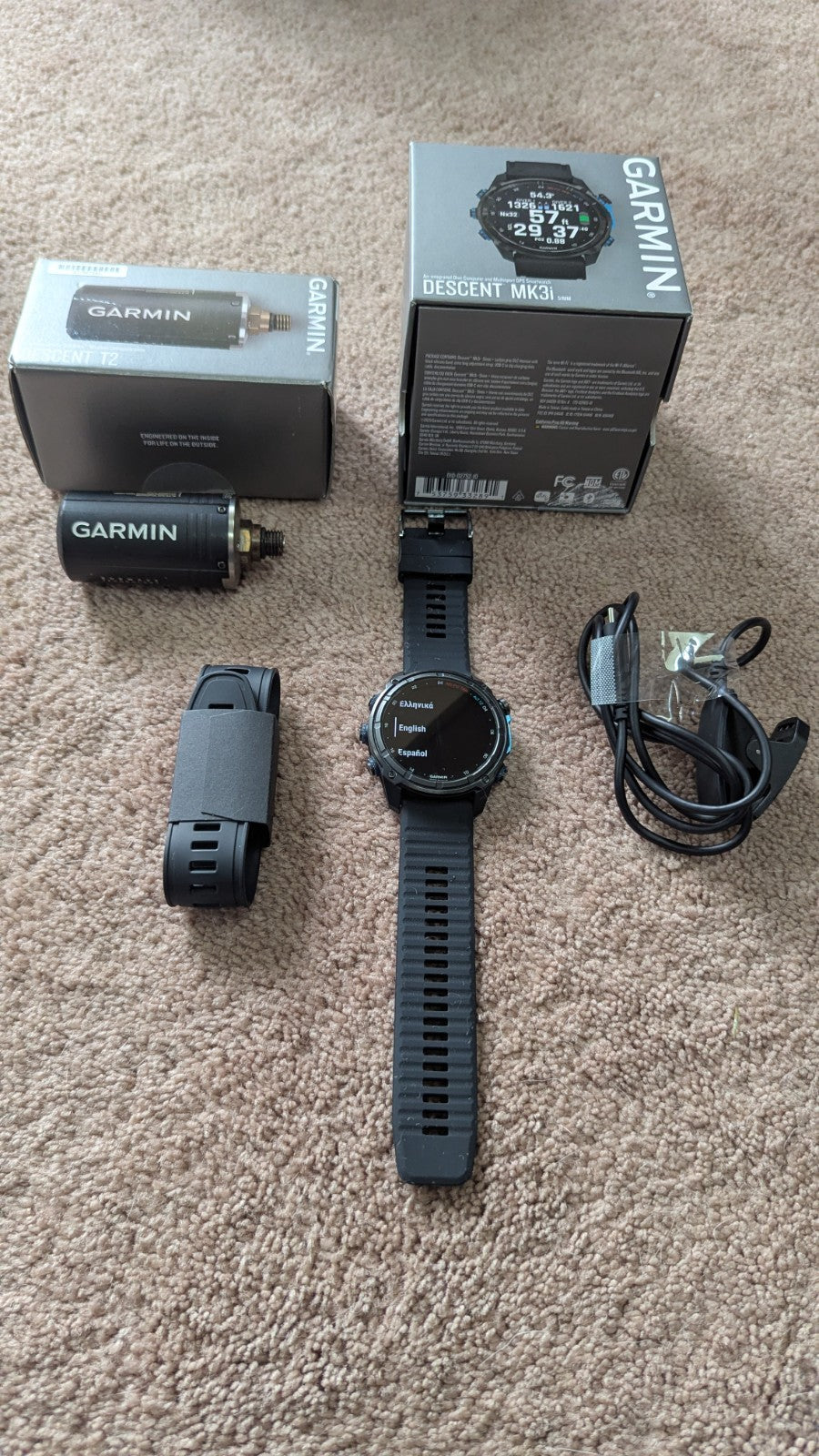 Garmin Descent™ Mk3i – 51mm Carbon Gray DLC Titanium with Descent T2 Receiver